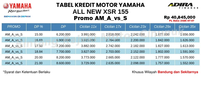 Tabel Kredit ALL_NEW_XSR_155 Promo AM_A_vs_S